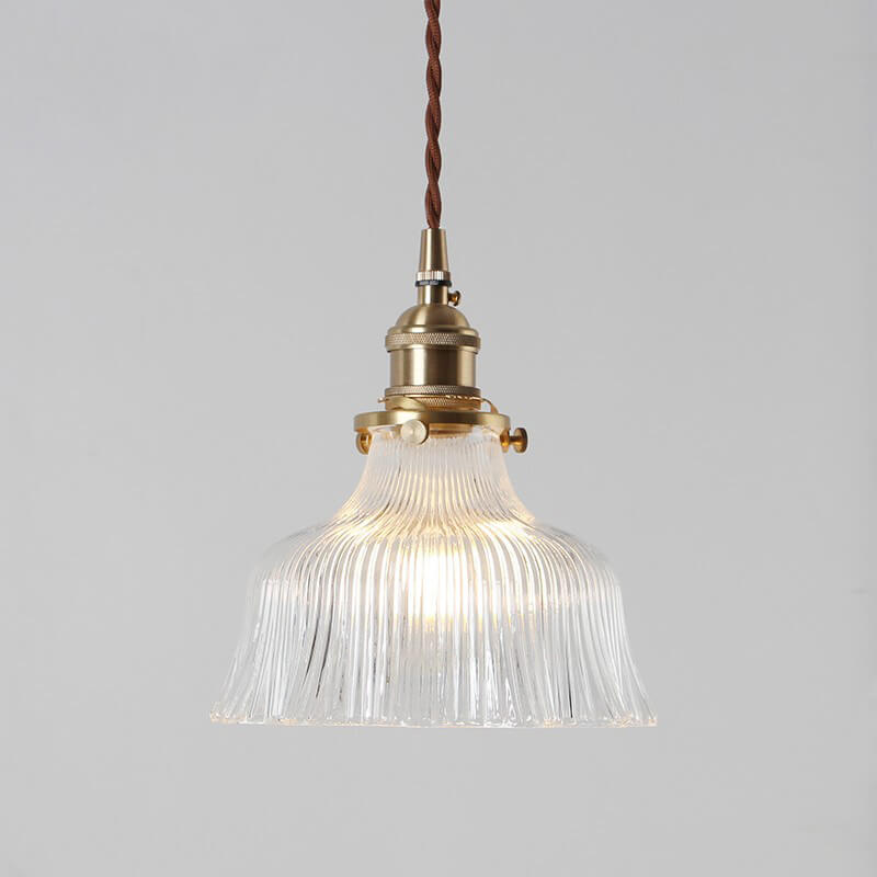 Creative Japanese Pleated Clear Glass 1-Light Pendant Light