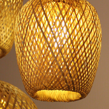 Luminaire suspendu à 1 lumière en bambou de style rustique 