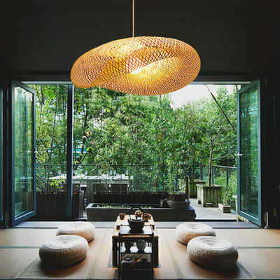 Moderner Twist Bambus 1-Licht Pendelleuchte 