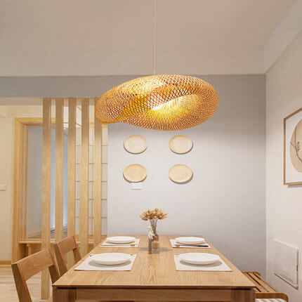 Moderner Twist Bambus 1-Licht Pendelleuchte 