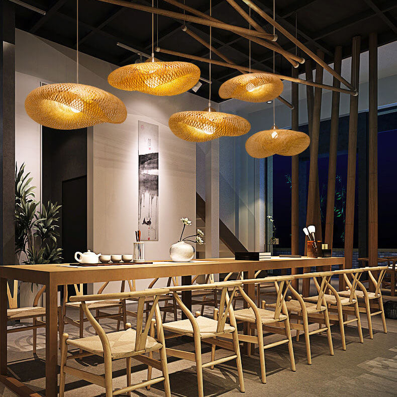Moderner Twist Bambus 1-Licht Pendelleuchte 