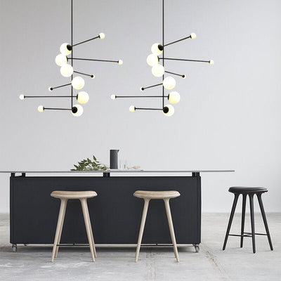 Modern Creative Glass Ball Molecular Rotating 12-Light Chandelier