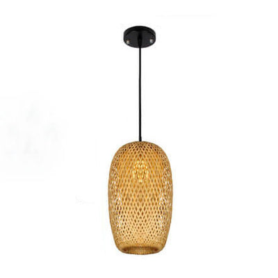 Luminaire suspendu à 1 lumière en bambou de style rustique 