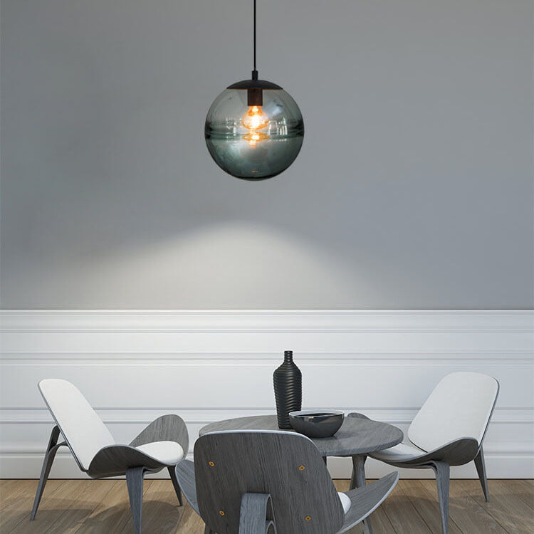 Moderne minimalistische Farbglas-Kugel 1-Licht Pendelleuchte 