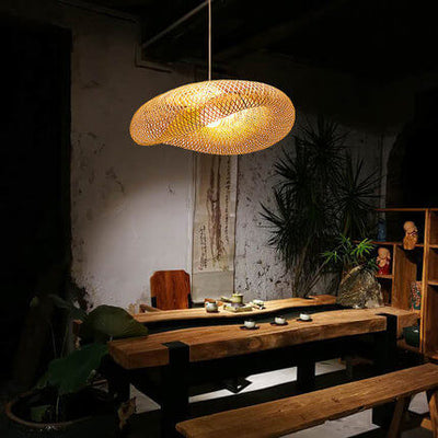 Moderner Twist Bambus 1-Licht Pendelleuchte 