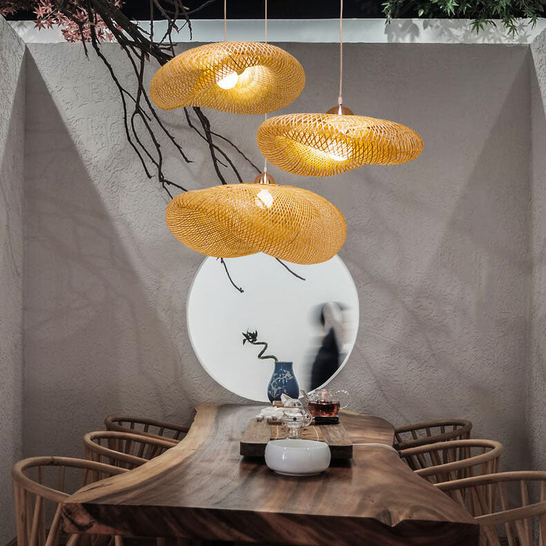 Moderner Twist Bambus 1-Licht Pendelleuchte 