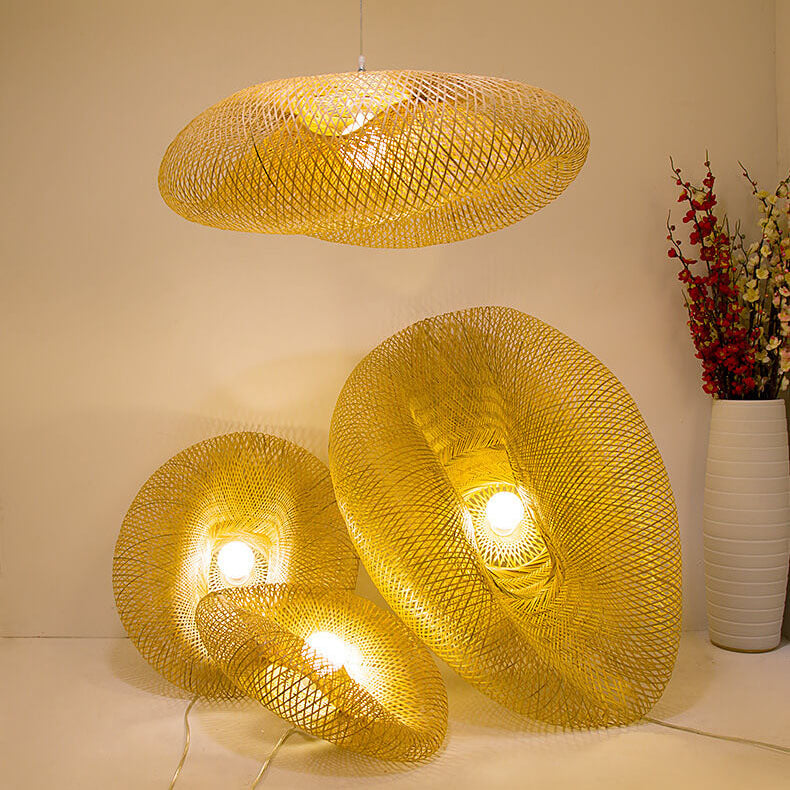 Moderner Twist Bambus 1-Licht Pendelleuchte 