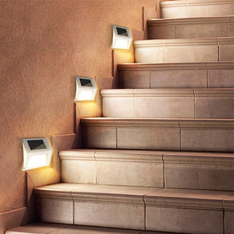 Lámpara de Aplique de Pared para Escalera de Cerca Exterior Impermeable con LED de Acero Inoxidable Solar 