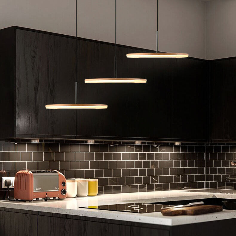 Nordic Acrylic Beige Round Plate 1-Light LED Pendant Light