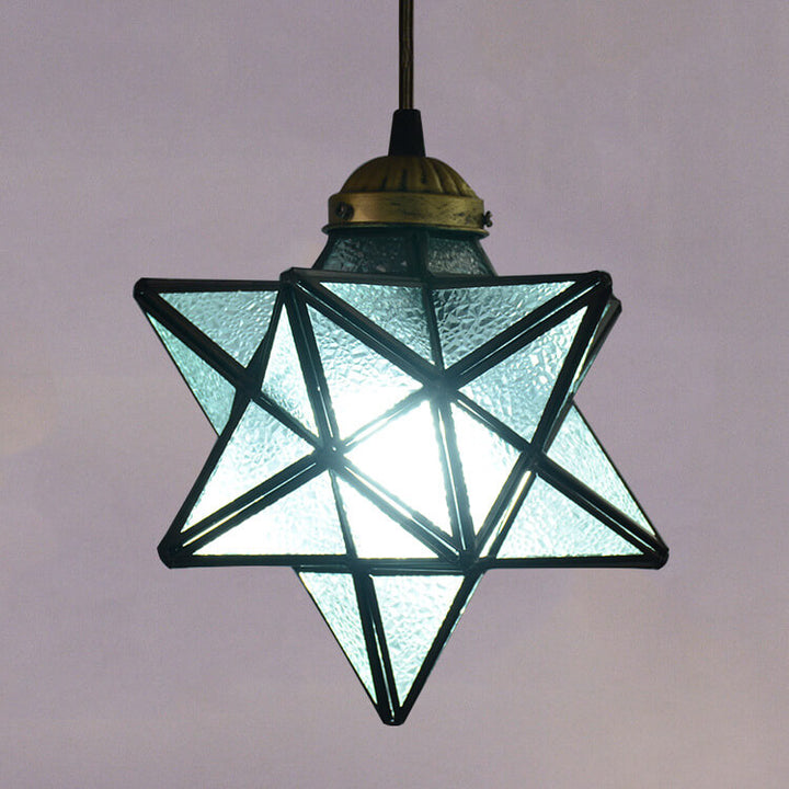 Tiffany Sternenschirm Eisklares Glas 1-Licht LED Pendelleuchte 