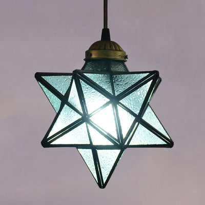 Tiffany Star Shade Icy Clear Glass 1-Light LED Pendant Light