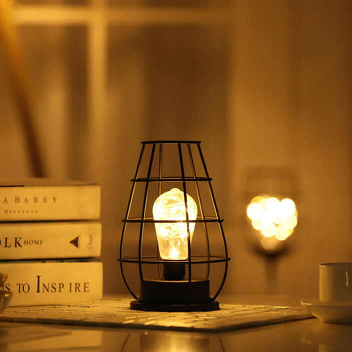 Retro Schmiedeeisen Weinflasche Nachtlicht Tischlampe 