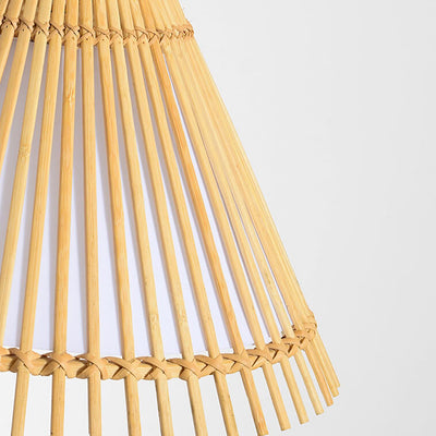 Modern Bamboo Weaving 1-Light Beige Dome Pendant Light