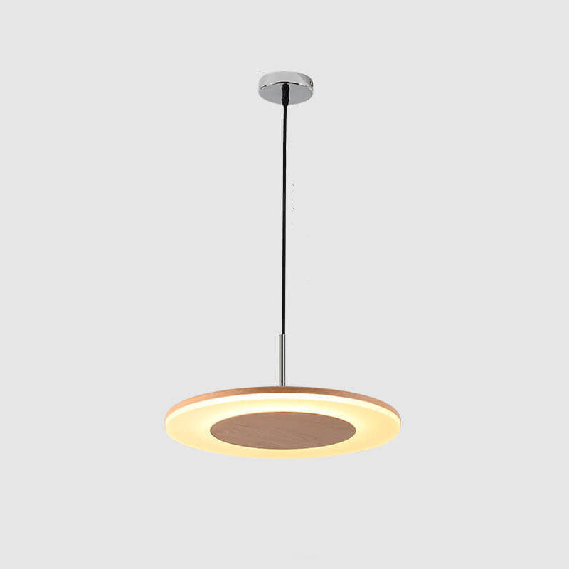 Nordic Acrylic Beige Round Plate 1-Light LED Pendant Light