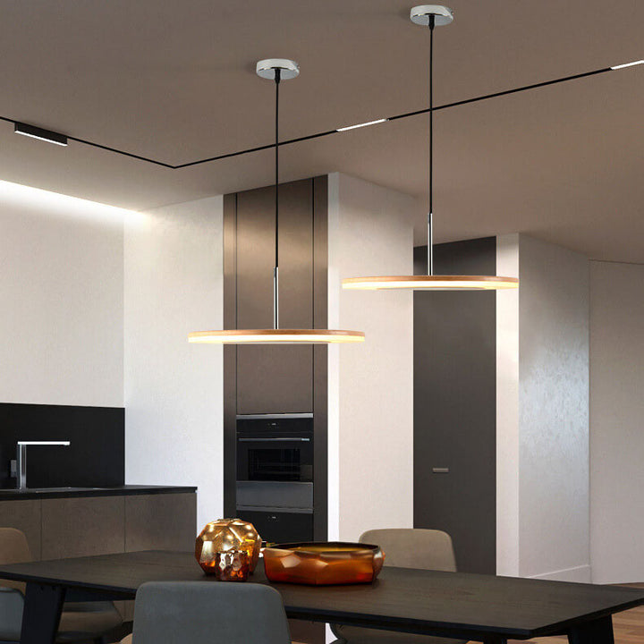 Nordic Acrylic Beige Round Plate 1-Light LED Pendant Light