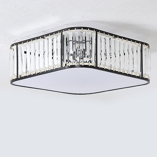 Modern Crystal Square 5-Light Flush Mount Ceiling Light