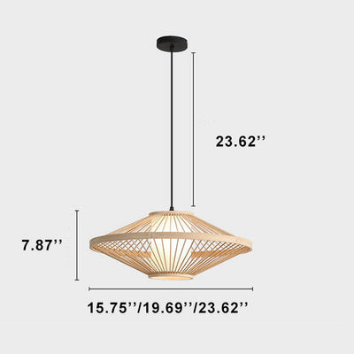 Moderne Bambus-Weblaterne im chinesischen Stil, 1-Licht-Pendelleuchte 
