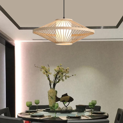 Modern Chinese Style Bamboo Weaving Lantern 1-Light Pendant Light