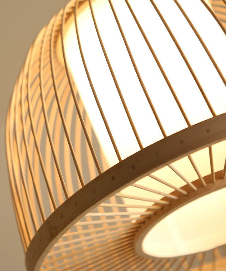 Modern Bamboo Weaving Zen 1-Light Half Round Dome Pendant Light