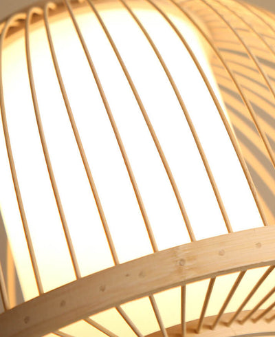 Modern Bamboo Weaving Zen 1-Light Half Round Dome Pendant Light