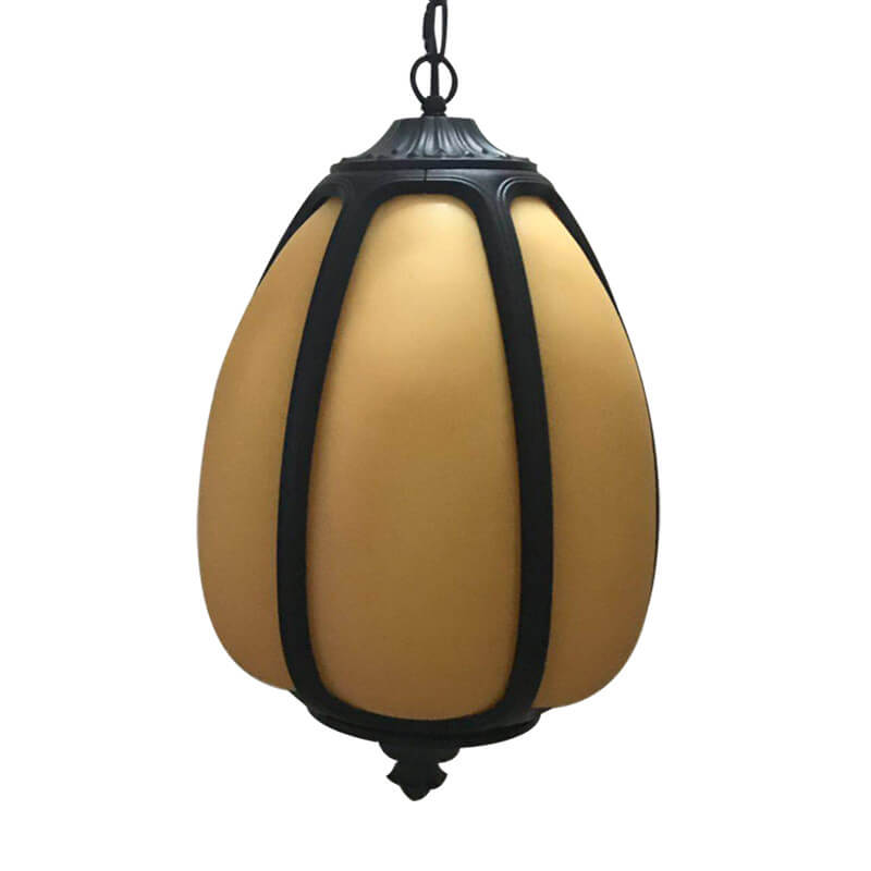 Modern Imitation Jade Shade Pumpkin 1-Light Outdoor Pendant Light