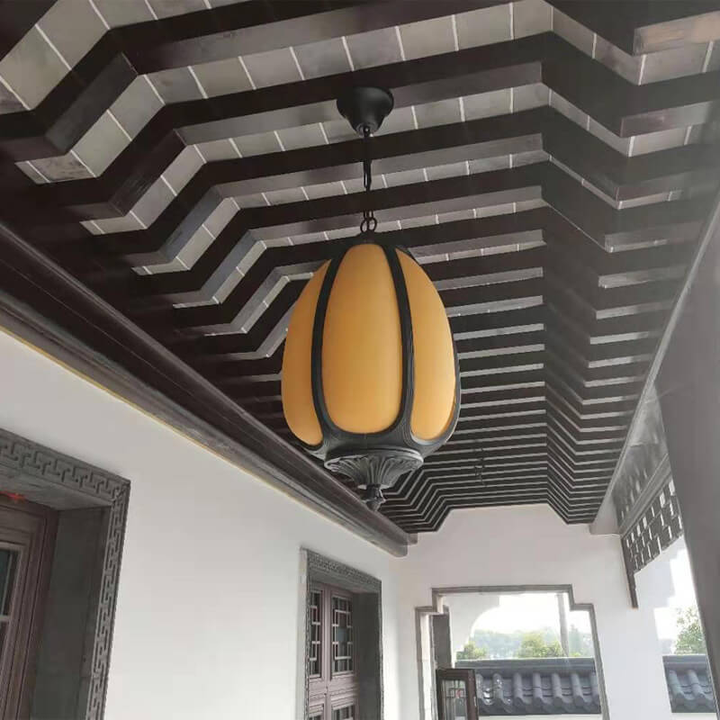Lámpara colgante exterior de 1 luz con pantalla de calabaza de jade de imitación moderna 