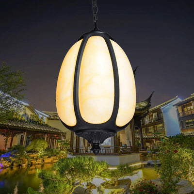 Modern Imitation Jade Shade Pumpkin 1-Light Outdoor Pendant Light