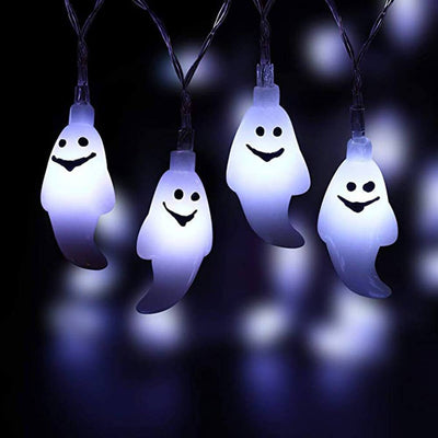 Halloween Ghost LED Fairy Lighting White Battery Solar Powered String Light