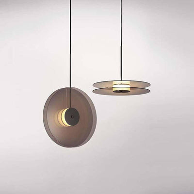 Modern Glass Matte Black Round Plate 1-Light LED Pendant Light