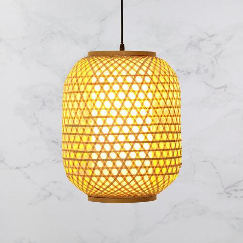 Vintage Bamboo Weaving Lantern Shaped 1-Light Chinese Element Pendant Light