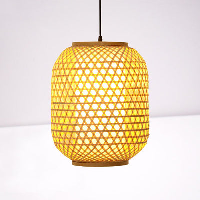 Vintage Bamboo Weaving Lantern Shaped 1-Light Chinese Element Pendant Light