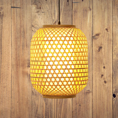 Vintage Bamboo Weaving Lantern Shaped 1-Light Chinese Element Pendant Light