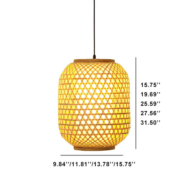 Vintage Bamboo Weaving Lantern Shaped 1-Light Chinese Element Pendant Light