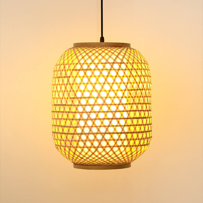 Vintage Bamboo Weaving Lantern Shaped 1-Light Chinese Element Pendant Light