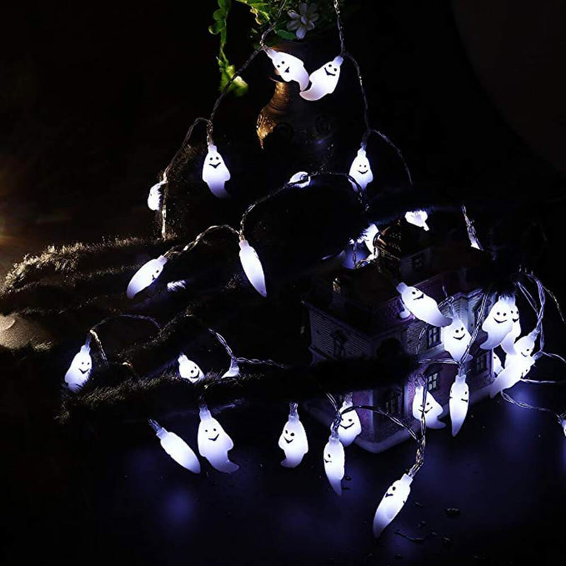 Halloween Ghost LED Fairy Lighting White Battery Solar Powered String Light