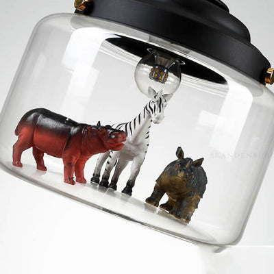 Cartoon Animal Glass 1-Light Little Zoo Pendant Lights