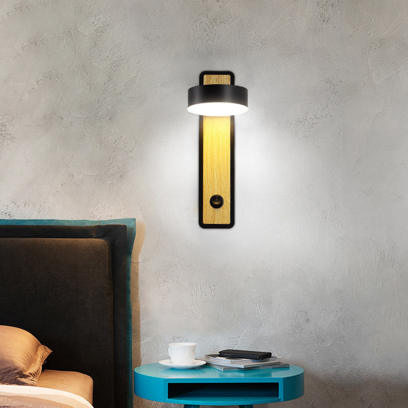 مصباح حائط LED دوار بظل ألومنيوم عصري 