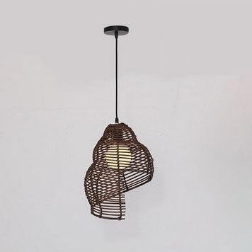 Vintage Rattan Weaving 1-Licht Conch Pendelleuchte 