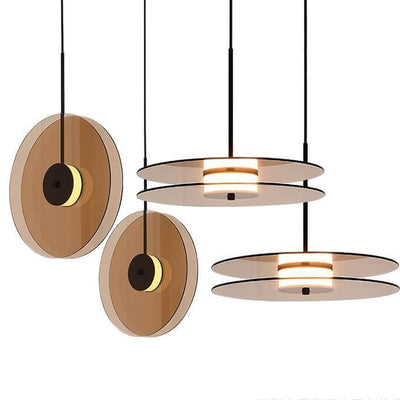 Modern Glass Matte Black Round Plate 1-Light LED Pendant Light