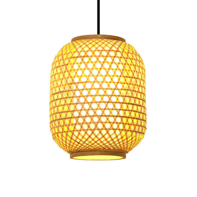 Vintage Bamboo Weaving Lantern Shaped 1-Light Chinese Element Pendant Light