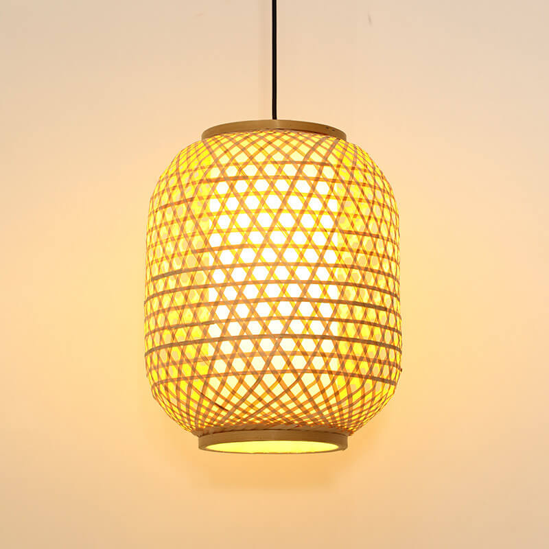 Vintage Bamboo Weaving Lantern Shaped 1-Light Chinese Element Pendant Light