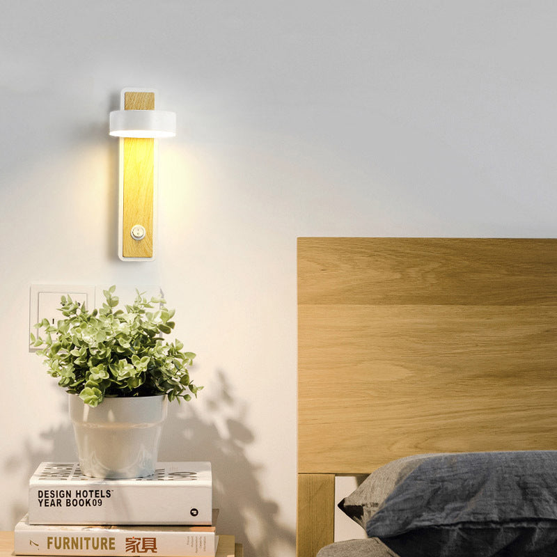 مصباح حائط LED دوار بظل ألومنيوم عصري 