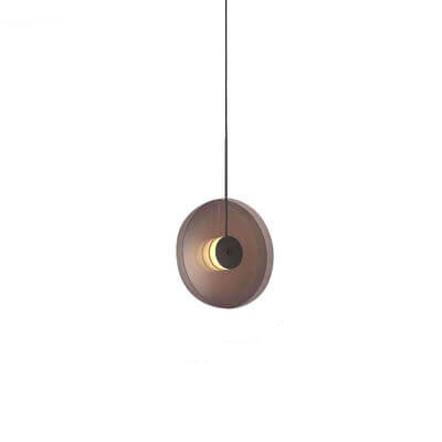 Modern Glass Matte Black Round Plate 1-Light LED Pendant Light