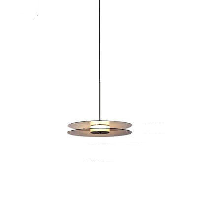 Modern Glass Matte Black Round Plate 1-Light LED Pendant Light