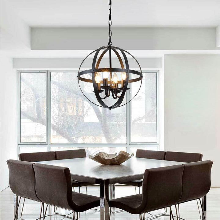 Industrial 4-Light Globe Metal Chandeliers