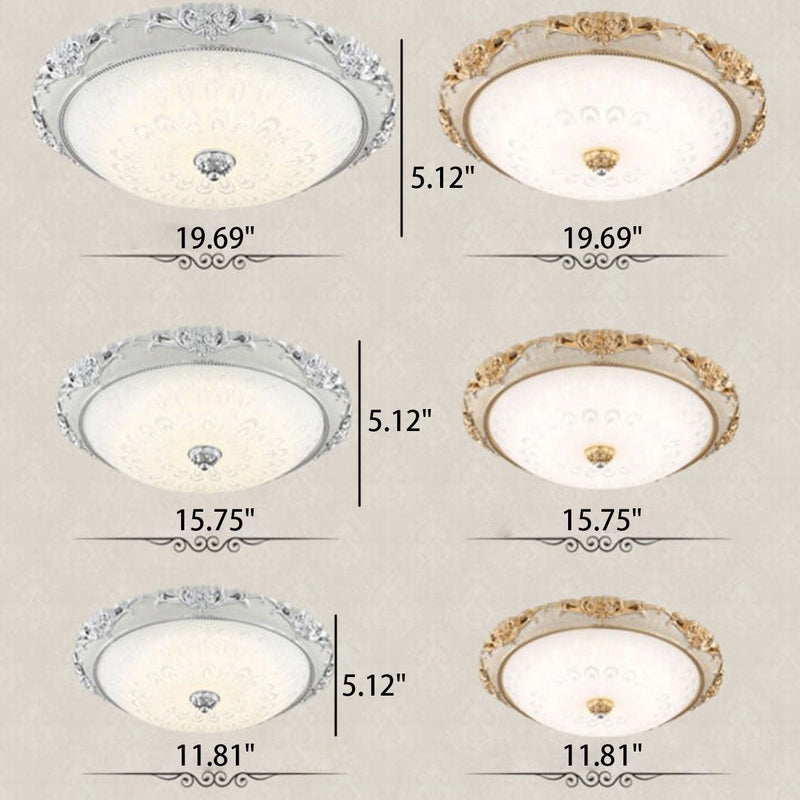 European Retro Round Floral Design LED Flush Mount Ceiling Light