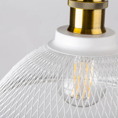 Vintage Industrial Iron Mesh Cone 1-Light Semi- Flush Mount Ceiling Light