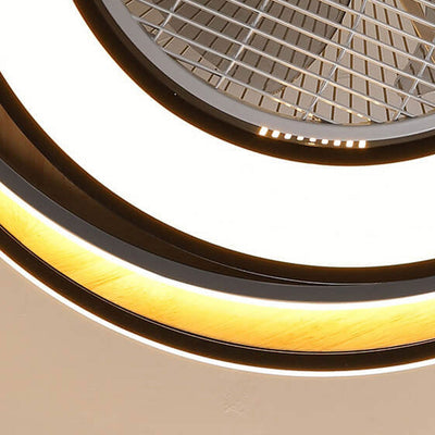 Nordic Simple Crystal Round Frame Design LED Flush Mount Ceiling Fan Light