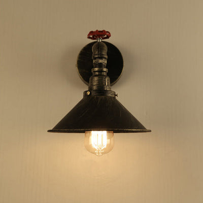 Industrial Iron Vintage Faucet Water Pipe Design 1-Light Wall Sconce Lamp