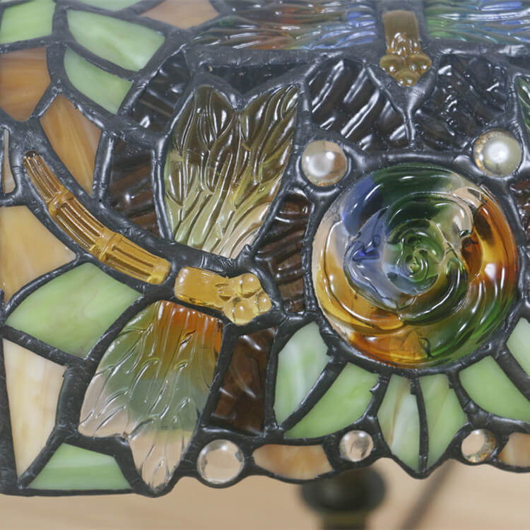 Lampe de table en alliage de zinc Tiffany vintage européenne à 1 lumière 